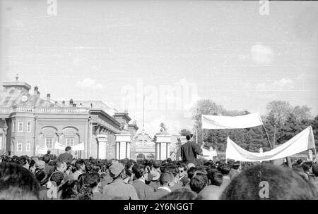 Teheran: Alcuni dei 10.000 manifestanti al raduno indetto dall'Associazione Nazionale Comunista per la lotta contro la Anglo Iranian Oil Company, si sono tenuti qui in Piazza del parlamento in simpatia con i lavoratori in sciopero nell'area petrolifera persiana. Abadan, il centro delle raffinerie di petrolio, è paralizzato dall'azione terroristica dei manifestanti. La raffineria ha chiuso a causa del picchettamento, e i terroristi hanno triplicato per uccidere i lavoratori se caricano petroliere. Truppe e carri armati sono stati richiamati ad Abadan il 16 aprile 1951 Foto Stock