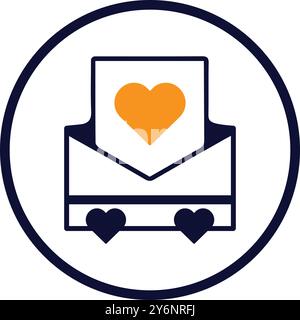 posta, lettera, busta, amore, cuore, busta di buon san valentino con l'icona dei cuori Illustrazione Vettoriale