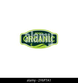 100% Organic Food Logo Vector. Prodotto naturale Illustrazione Vettoriale