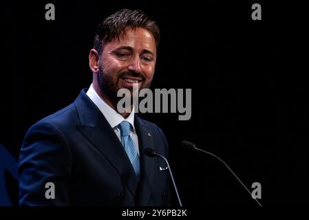 Roma, Italia. 26 settembre 2024. Roberto Capobianco, presidente di Conflavoro, interviene durante l'Assemblea Nazionale del Conflavoro 2024, al Teatro Eliseo di Roma. Credito: SOPA Images Limited/Alamy Live News Foto Stock