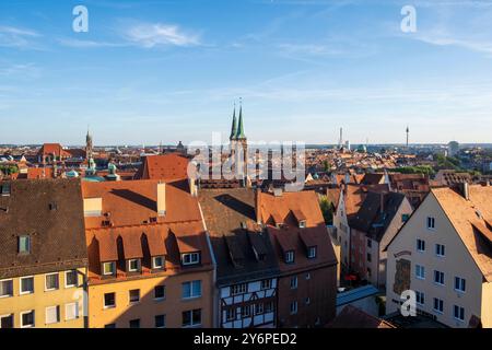 Skyline della città vecchia di Norimberga, Germania Foto Stock