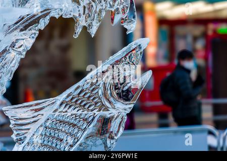 Sculture di neve e arte del ghiaccio al Sapporo Snow Festival sull'isola giapponese di Hokkaido Foto Stock