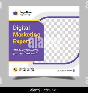 Digital marketing e post sui social media aziendali e modello di banner Instagram Illustrazione Vettoriale