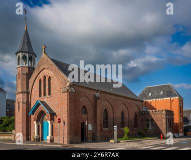 Cayeux-sur-Mer, Francia - 09 17 2024: Vista esterna della cappella dei marinai Foto Stock