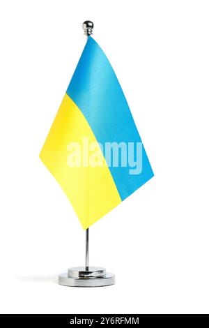 Bandiera dell'Ucraina isolata su sfondo bianco Foto Stock