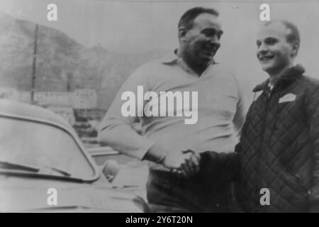 PILOTI DI RALLY MONTE CARLO GUNNAR HAGGBOM CON ERIK CARLSSON CO / 25 GENNAIO 1962 Foto Stock