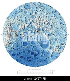 Luna, regione polare Sud, Mappa Foto Stock