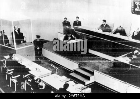 MOSHE LANDAU AL PROCESSO EICHMANN A GERUSALEMME / 15 DICEMBRE 1961 Foto Stock