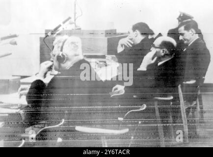 GIDEON HAUSNER E ROBERT SERVATIUS AL PROCESSO EICHMANN A GERUSALEMME / 12 DICEMBRE 1961 Foto Stock