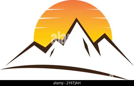 Disegno del logo dell'illustrazione vettoriale dell'icona della montagna Illustrazione Vettoriale