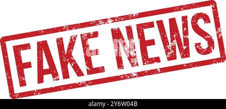 Notizie false - timbro di gomma rosso Illustrazione Vettoriale