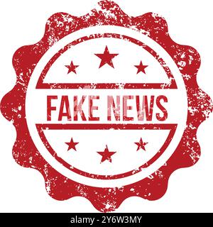 Notizie false - timbro di gomma rosso Illustrazione Vettoriale