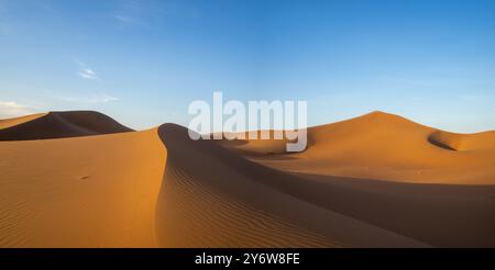 Gentel dune di sabbia ondulata di Erg Chegaga, Marocco Foto Stock