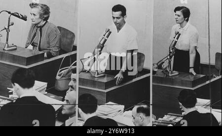 TESTIMONI AL PROCESSO ADOLF EICHMANN A GERUSALEMME IL 27 MAGGIO 1961 Foto Stock
