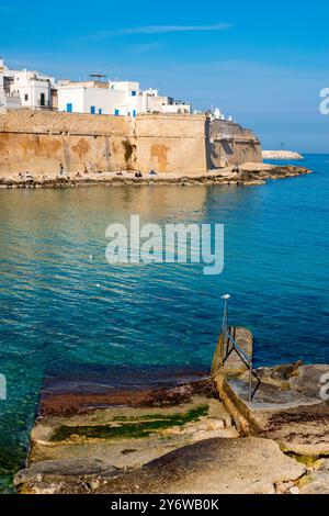 La storica spiaggia di Cala porta Vecchia a Monopoli, Italia Foto Stock