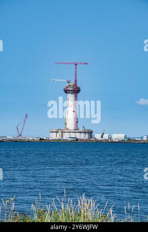 Gru e torre presso il porto Argentia di Placentia, Terranova e Labrador, Canada Foto Stock