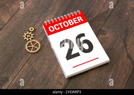 Ottobre 26 ottobre 26 testo della data del calendario su blocchi di legno con spazio di copia per le idee.ndar testo della data su blocchi di legno con spazio di copia per le idee. Poliziotto Foto Stock