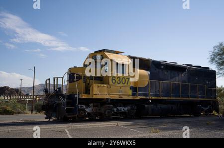 Barstow, museo dei treni della California, treno giallo. Foto Stock