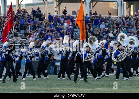 Evanston, Stati Uniti. 14 settembre 2024. La banda Northwestern si esibisce prima della partita di football Northwestern vs Eastern Ill. Al Martin Stadium. Punteggio finale: Northwestern 31:7 Eastern ILL. (Foto di Raj Chavda/SOPA Images/Sipa USA) credito: SIPA USA/Alamy Live News Foto Stock