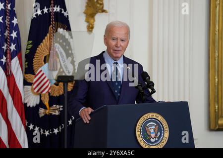 Washington, Stati Uniti. 26 settembre 2024. Il presidente degli Stati Uniti Joe Biden fa osservazioni sulla violenza armata alla Casa Bianca di Washington, DC, 26 settembre 2024. Foto di Chris Kleponis/CNP/ABACAPRESS. COM credito: Abaca Press/Alamy Live News Foto Stock