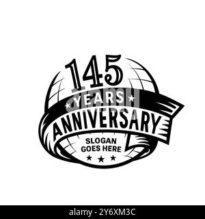 modello di design per il 145° anniversario. 145° logo. Vettore e illustrazione. Illustrazione Vettoriale