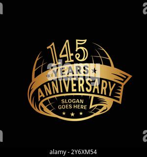 modello di design per il 145° anniversario. 145° logo. Vettore e illustrazione. Illustrazione Vettoriale