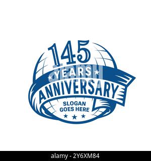 modello di design per il 145° anniversario. 145° logo. Vettore e illustrazione. Illustrazione Vettoriale