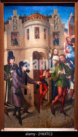 Visita ai prigionieri, Bruxelles (Belgio), circa 1470, pittura su tavola (quercia), Maestro della veduta di Saint-Gudula, Museo Nazionale del Medioevo, Foto Stock
