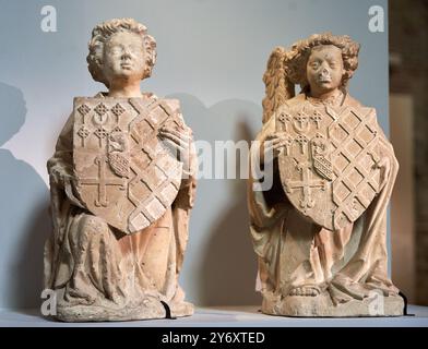 Anges, Val de Loire, vers 1460-1470, Pierre calcaire, Traces de polychromie, museo nazionale del Medioevo, Musée de Cluny, Parigi. Francia Foto Stock