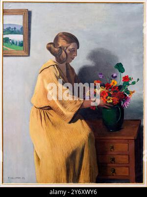 Femme au bouquet, 1922, Félix Vallotton, (Losanna, 1865 - Parigi, 1925), Petit Palais, Museo di Belle Arti della città di Parigi, Musée des Beaux-Arts de la Ville Foto Stock