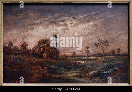 Paesaggio autunnale, olio su tela, Théodore Rousseau, (Parigi, 1812 - Barbizon, 1867) Foto Stock