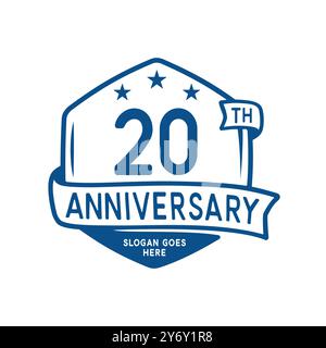 modello di design esagonale per festeggiare il 20° anniversario. logo del ventesimo anniversario. Vettore e illustrazione. Illustrazione Vettoriale