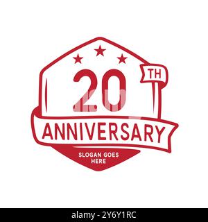 modello di design esagonale per festeggiare il 20° anniversario. logo del ventesimo anniversario. Vettore e illustrazione. Illustrazione Vettoriale