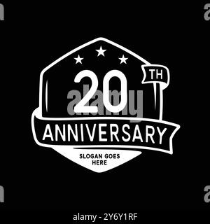 modello di design esagonale per festeggiare il 20° anniversario. logo del ventesimo anniversario. Vettore e illustrazione. Illustrazione Vettoriale