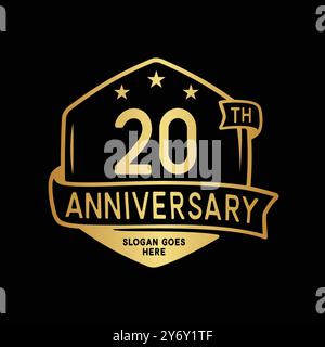 modello di design esagonale per festeggiare il 20° anniversario. logo del ventesimo anniversario. Vettore e illustrazione. Illustrazione Vettoriale