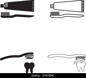 Icona spazzolino da denti e dentifricio, logo Element Illustrazione Vettoriale