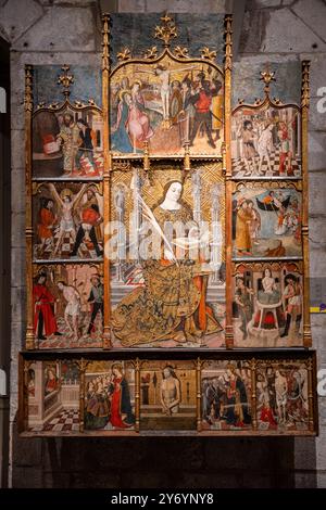 Pala d'altare di Santa Cristina, XV secolo, tempera su legno, cappella di Santa Cristina de Corza, Baix Empordá, museo d'arte Girona, Girona, Catalogna, SP Foto Stock