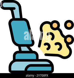 Aspirapolvere rimozione delle particelle di polvere dall'icona del pavimento, pulizia illustrazione vettoriale relativa alla manutenzione Illustrazione Vettoriale