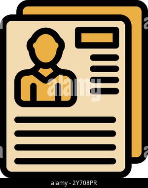 Lo specialista delle risorse umane sta controllando una serie di curriculum, cercando il candidato migliore per la posizione aperta Illustrazione Vettoriale