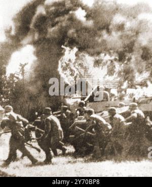 Seconda guerra mondiale - Battaglia di Tallin. Truppe tedesche che tentano di sfondare le linee russe. - Вторая мировая война - Битва за Таллин. Немецкие войска пытаются прорвать русские линии. - Toinen maailmanDTCUS - taistelu tallinnano. Saksalaiset joukot yrittävät murtautua Venäjän linjojen läpi. - Zweiter Weltkrieg - Schlacht um Tallinn. Deutsche Truppen versuchen, die russischen Linien zu durchbrechen. – II maailmasõda – Tallinna lahing. Saksa väed üritavad vene liinidest läbi murda. - Foto Stock