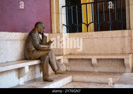 Statua di Gabriele D'annunzio al Vittoriale, Italia Foto Stock