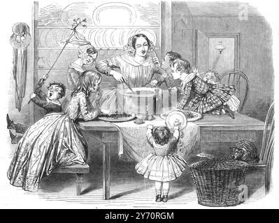 PREPARARE IL BUDINO DI NATALE. Illustrazione di Kenny Meadows 25 dicembre 1848 Foto Stock