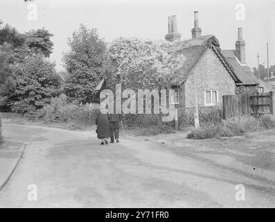 Vecchia coppia e vecchio cottage. Kent, Inghilterra 1940 Foto Stock