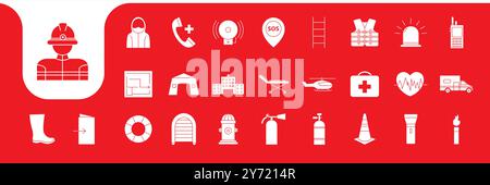 icona rescue set collection design vector Illustrazione Vettoriale