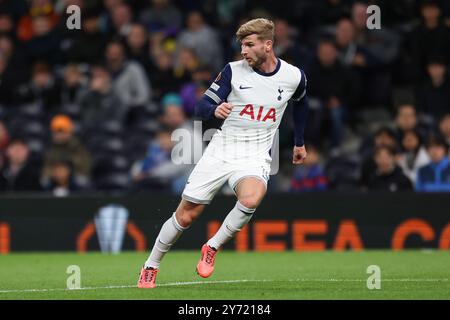 Londra, Regno Unito. 26 settembre 2024. Tottenham Hotspur attaccante Timo Werner (16) durante la partita Tottenham Hotspur FC contro Qarabag FK Europa League Round 1 al Tottenham Hotspur Stadium, Londra, Inghilterra, Regno Unito il 26 settembre 2024 Credit: Every Second Media/Alamy Live News Foto Stock