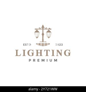 design vettoriale del logo della lampada old way Illustrazione Vettoriale