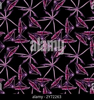 Motivo senza cuciture con sgabelli velenosi viola su sfondo verde. Modello di illustrazione ad acquerello per esoterico, stregoneria, Halloween: Invitatio Foto Stock
