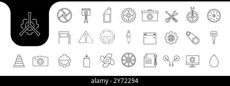 disegni vettoriali delle icone della linea dell'officina Illustrazione Vettoriale