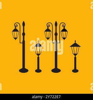 design con icone per esterni con illuminazione tradizionale Illustrazione Vettoriale