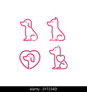 linea dog sit design vettoriale minimalista con logo mascotte Illustrazione Vettoriale